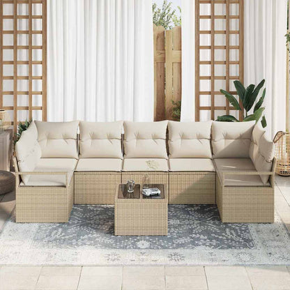 Set Divano da Giardino con cuscino 8 pcs Beige e Crema | homemem39