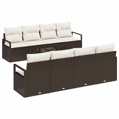 Set Divano da Giardino 9 pcs Marrone e Crema polyrattan | homemem39