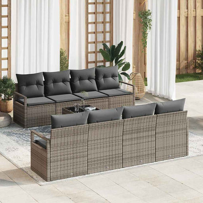 Set Divano da Giardino con cuscino 9 pcs Grigio polyrattan | homemem39