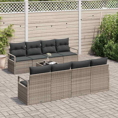 Set Divano da Giardino con cuscino 9 pcs Grigio polyrattan | homemem39