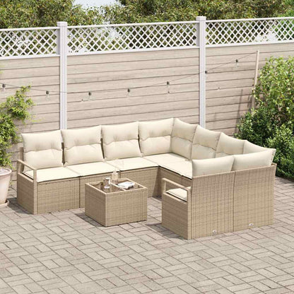 Set di divani con cuscino 9 pcs Beige e Crema polyrattan | homemem39