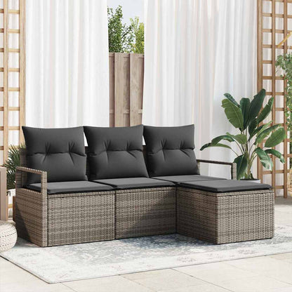 Set di divani con cuscino 4 pcs Grigio polyrattan | homemem39