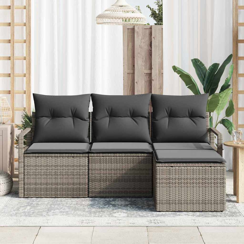 Set di divani con cuscino 4 pcs Grigio polyrattan | homemem39