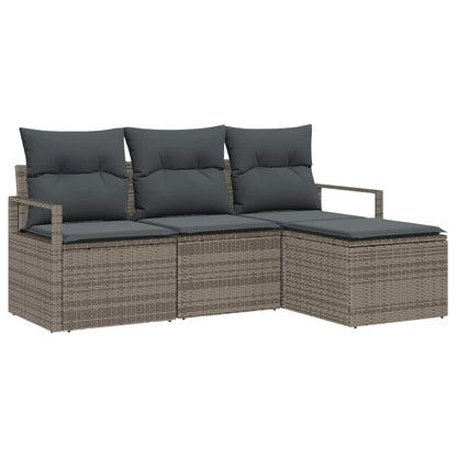 Set di divani con cuscino 4 pcs Grigio polyrattan | homemem39