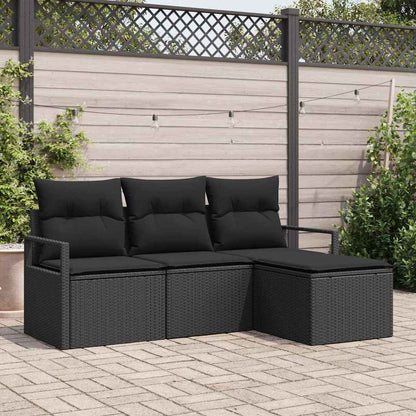 Set di divani con cuscino 4 pcs Nero polyrattan | homemem39