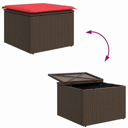 Set di divani con cuscino 4 pcs Marrone e Rosso polyrattan | homemem39