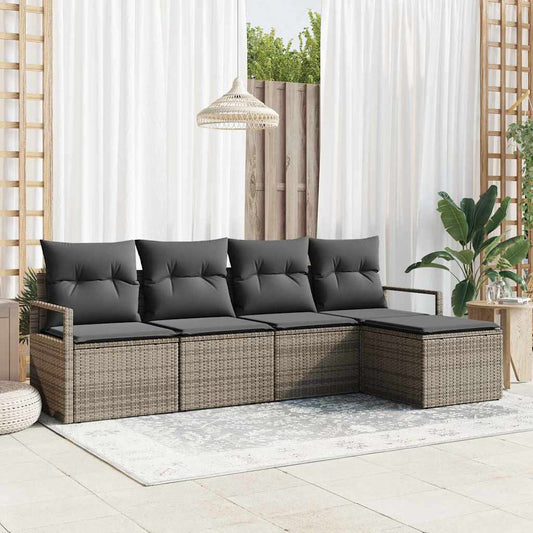 Set di divani con cuscino 5 pcs Grigio polyrattan