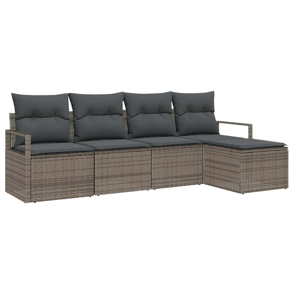 Set di divani con cuscino 5 pcs Grigio polyrattan | homemem39