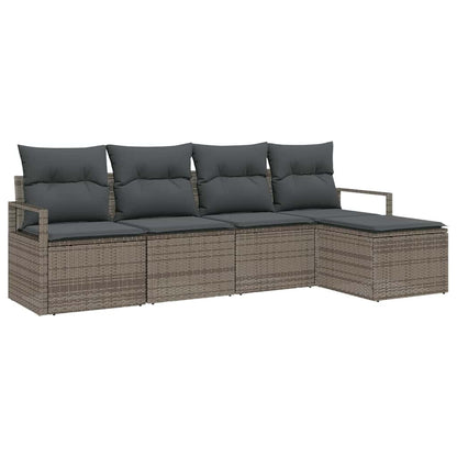 Set di divani con cuscino 5 pcs Grigio polyrattan | homemem39