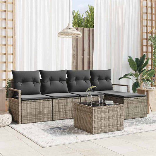Set di divani con cuscino 6 pcs Grigio chiaro polyrattan