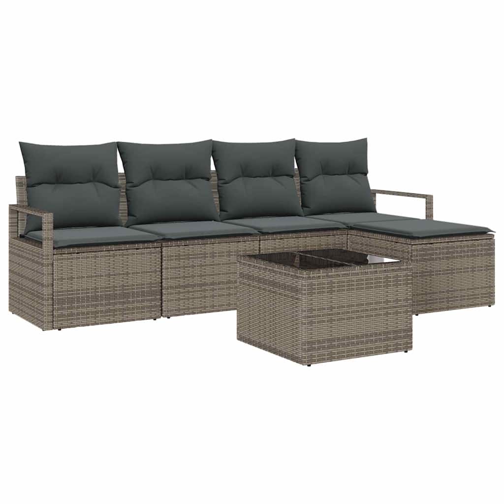 Set di divani 6 pz Grigio chiaro polyrattan