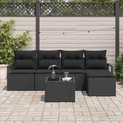 Set di divani con cuscino 6 pcs Nero polyrattan | homemem39