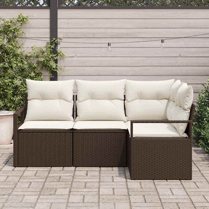 Set di divani con cuscino 4 pcs Marrone e Crema polyrattan | homemem39