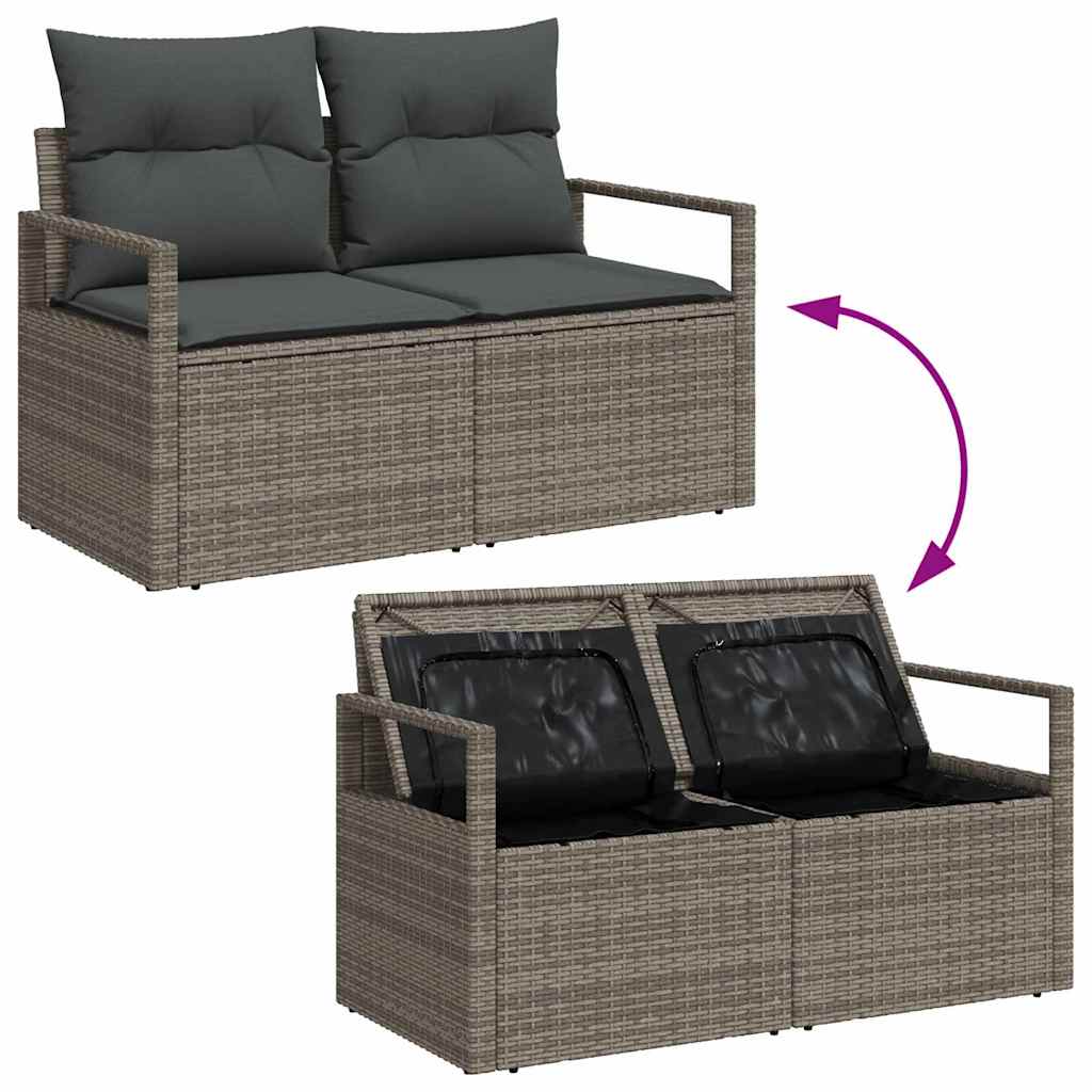 Set di divani con cuscino 4 pcs Grigio polyrattan