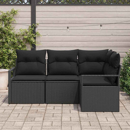 Set di divani con cuscino 4 pcs Nero polyrattan | homemem39