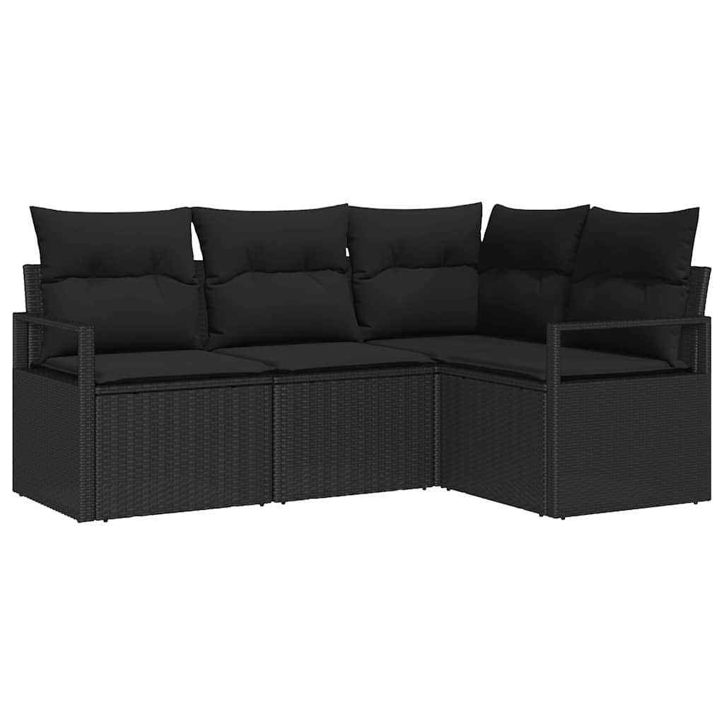 Set di divani con cuscino 4 pcs Nero polyrattan | homemem39