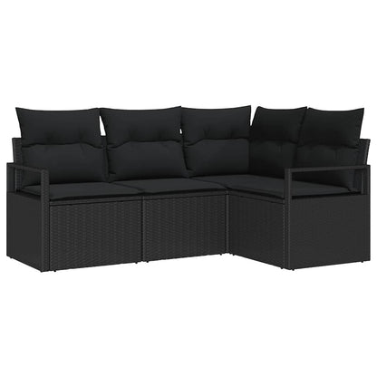 Set di divani con cuscino 4 pcs Nero polyrattan | homemem39