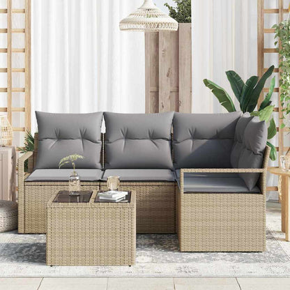Set di divani 5 pcs Beige e Grigio Chiaro polyrattan