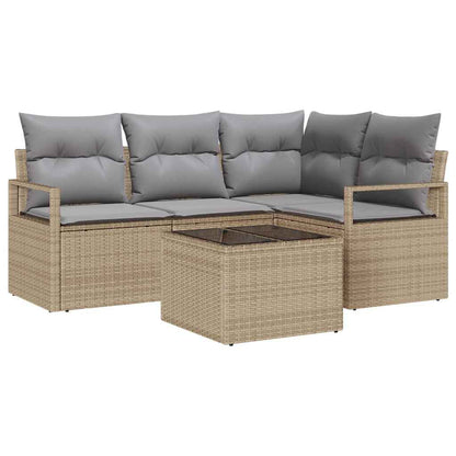 Set di divani 5 pcs Beige e Grigio Chiaro polyrattan