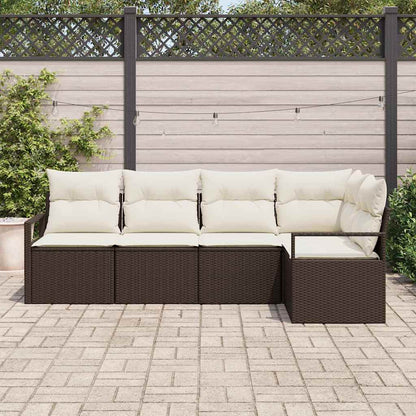Set Divano da Giardino 5 pcs Marrone e bianco polyrattan | homemem39