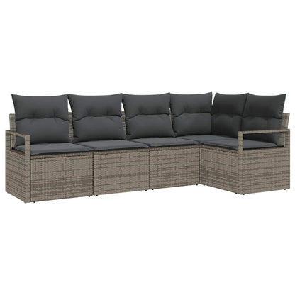 Set Divano da Giardino con cuscino 5 pcs Grigio polyrattan | homemem39