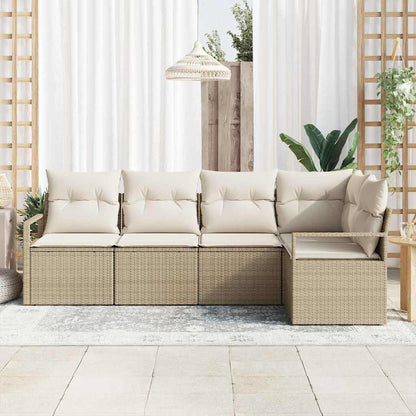 Set Divano da Giardino 5 pcs Beige e Bianco polyrattan | homemem39