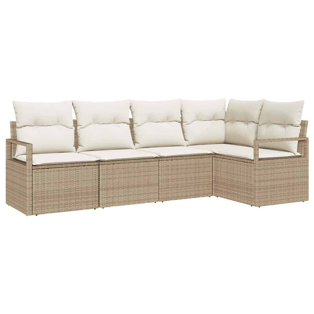Set Divano da Giardino 5 pcs Beige e Bianco polyrattan | homemem39