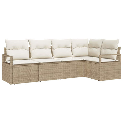 Set Divano da Giardino 5 pcs Beige e Bianco polyrattan | homemem39