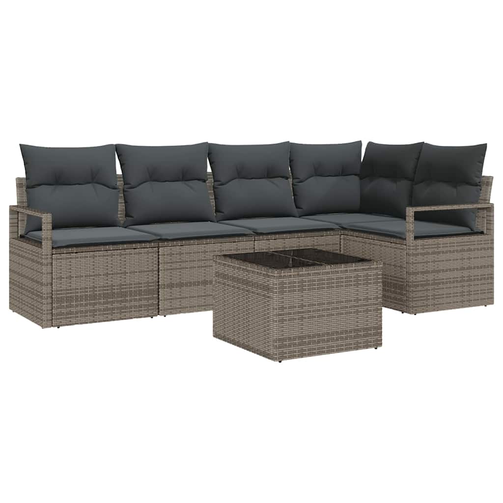 Set Divano da Giardino 6 pz Grigio chiaro polyrattan