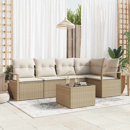 Set Divano da Giardino 6 pcs Beige e Crema polyrattan | homemem39