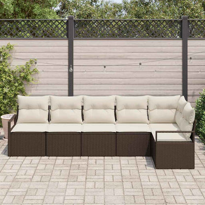 Set Divano da Giardino 6 pcs Marrone e bianco polyrattan | homemem39