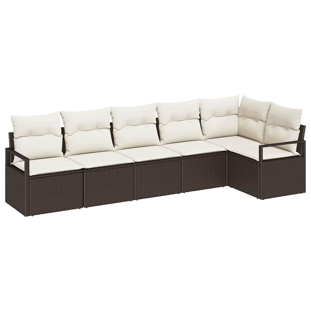 Set Divano da Giardino 6 pcs Marrone e bianco polyrattan | homemem39