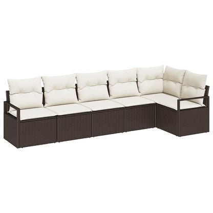 Set Divano da Giardino 6 pcs Marrone e bianco polyrattan | homemem39