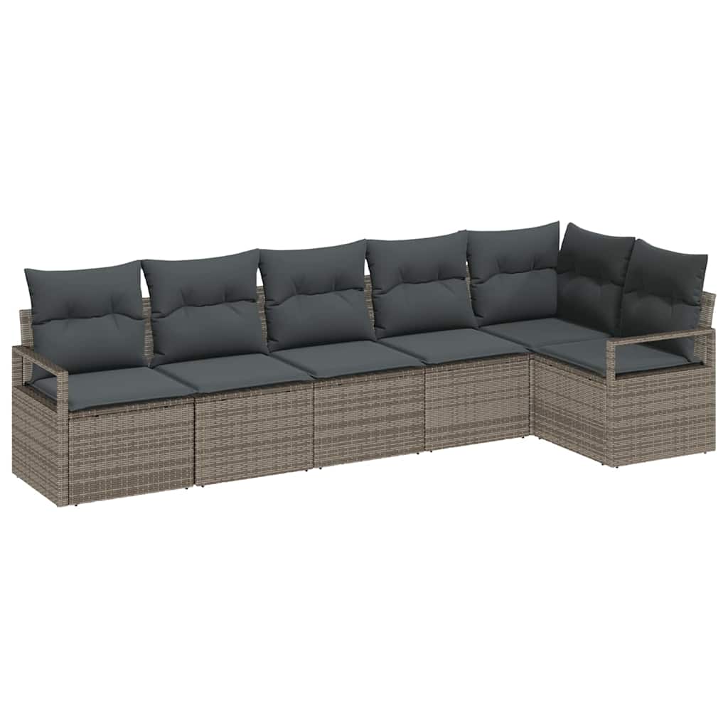 Set Divano da Giardino con cuscino 6 pcs Grigio polyrattan | homemem39