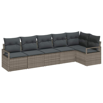Set Divano da Giardino con cuscino 6 pcs Grigio polyrattan | homemem39