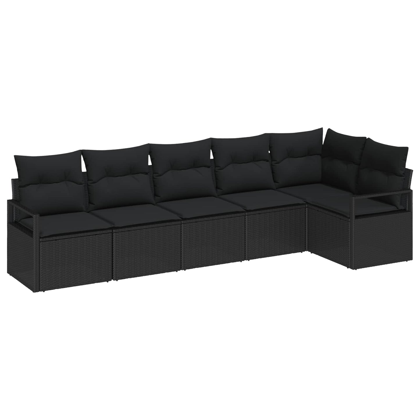 Set Divano da Giardino con cuscino 6 pcs Nero polyrattan | homemem39
