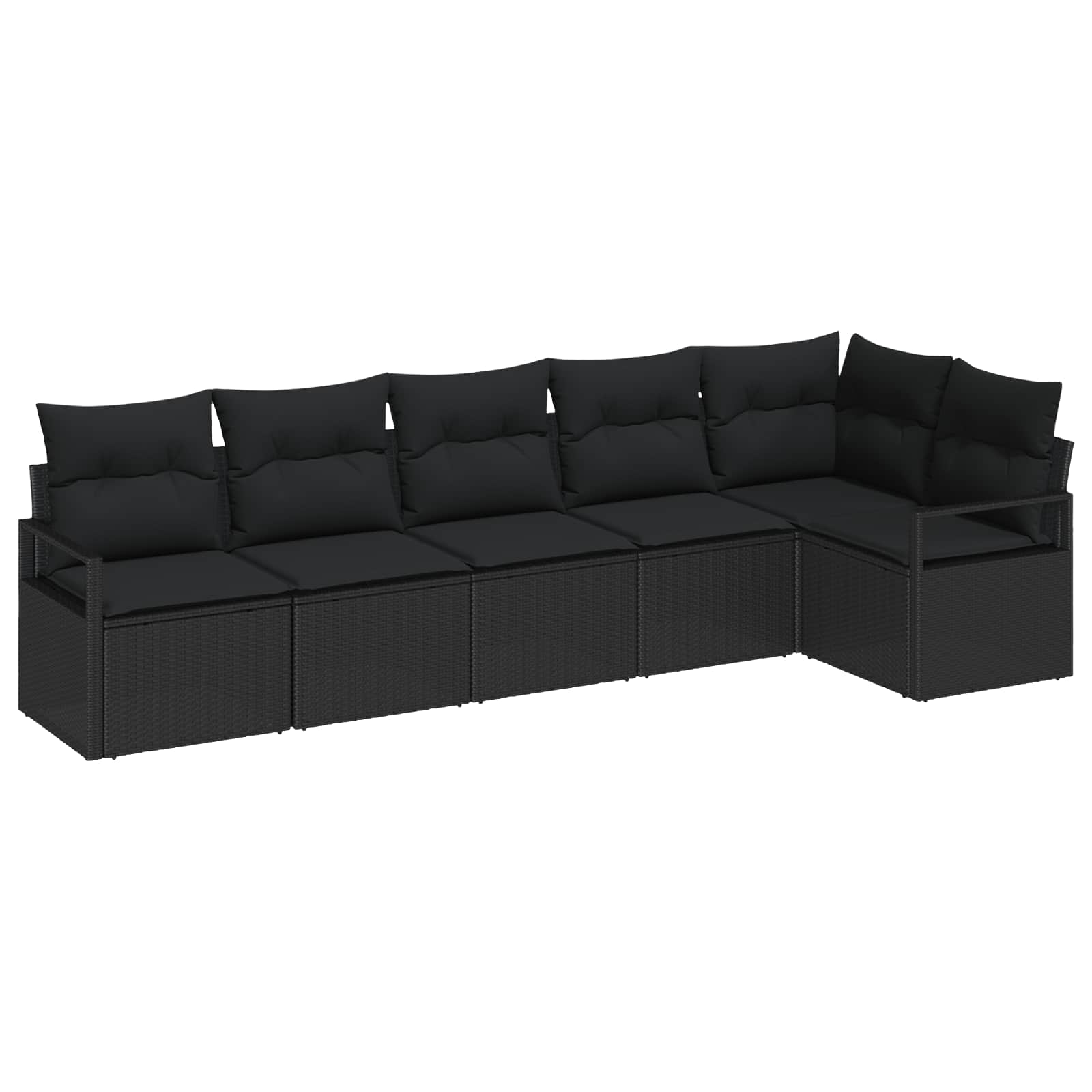 Set Divano da Giardino con cuscino 6 pcs Nero polyrattan | homemem39