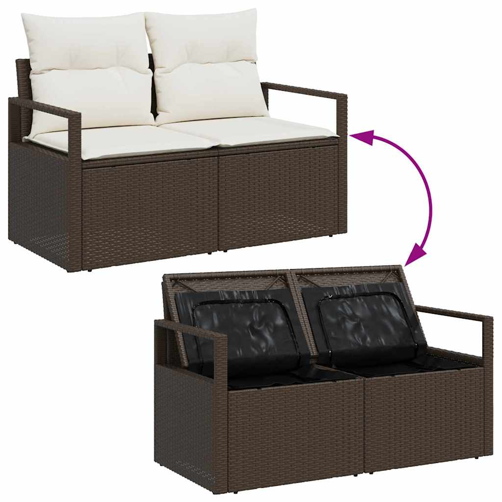 Set Divano da Giardino 7 pcs Marrone e Crema polyrattan | homemem39