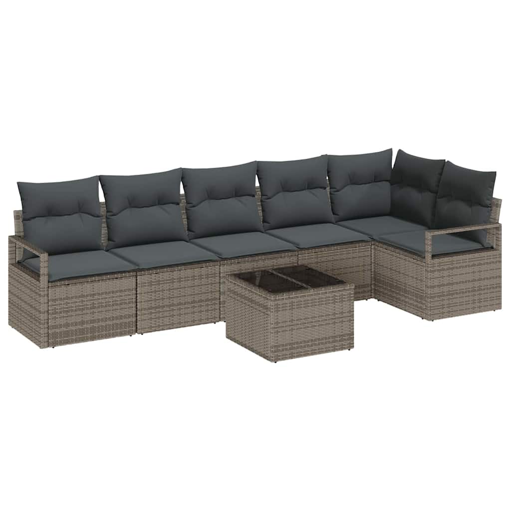 Set Divano da Giardino 7 pz Grigio chiaro polyrattan