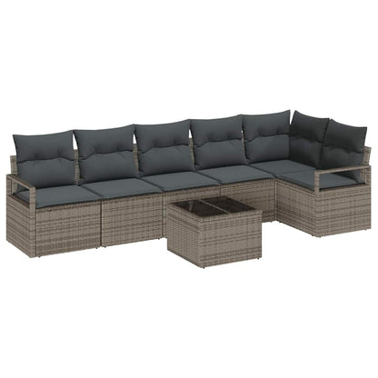 Set Divano da Giardino 7 pz Grigio chiaro polyrattan