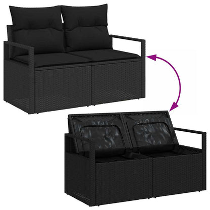 Set Divano da Giardino con cuscino 7 pcs Nero polyrattan | homemem39