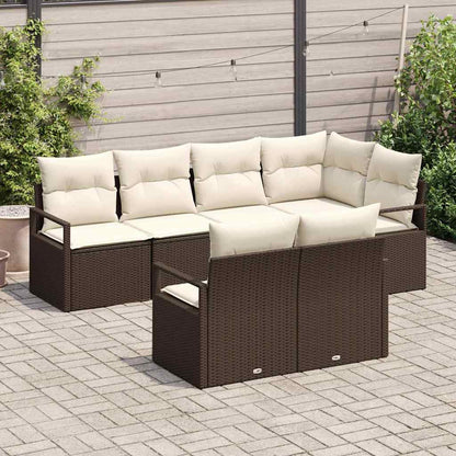 Set Divano da Giardino 7 pcs Marrone e bianco polyrattan | homemem39