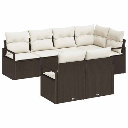Set Divano da Giardino 7 pcs Marrone e bianco polyrattan | homemem39