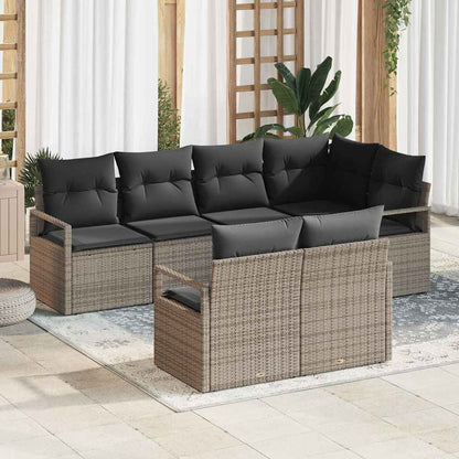 Set Divano da Giardino con cuscino 7 pcs Grigio polyrattan | homemem39