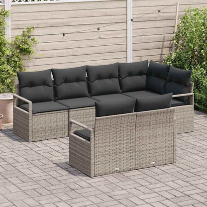 Set Divano da Giardino con cuscino 7 pcs Grigio polyrattan | homemem39