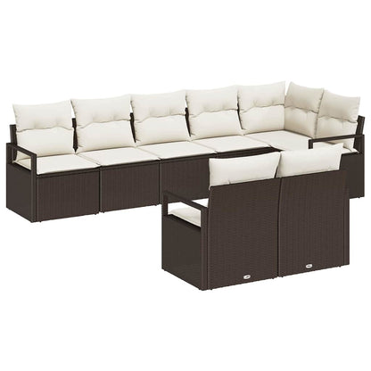 Set Divano da Giardino 8 pcs Marrone e bianco polyrattan | homemem39