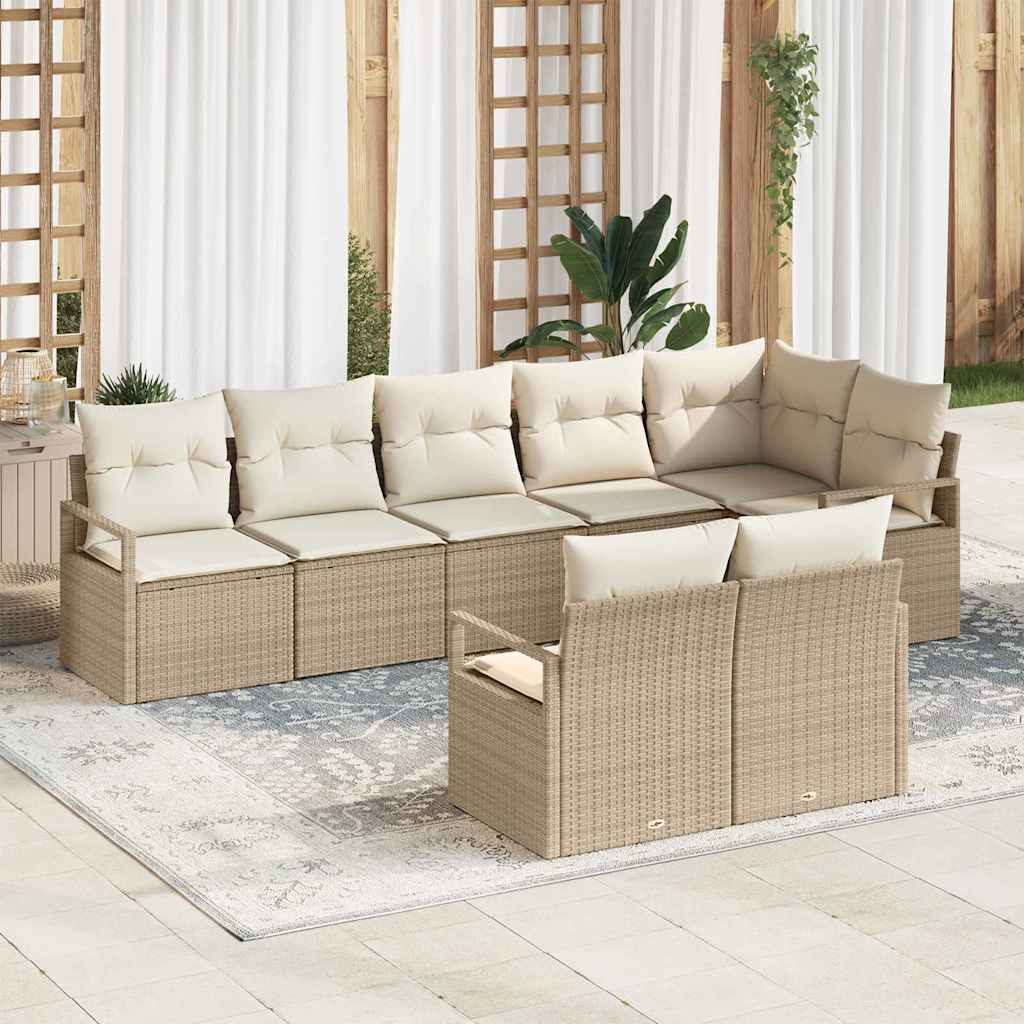 Set Divano da Giardino 8 pcs Beige e Bianco polyrattan | homemem39