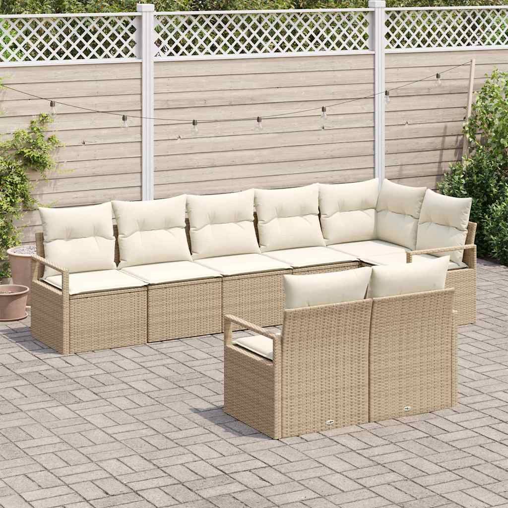 Set Divano da Giardino 8 pcs Beige e Bianco polyrattan | homemem39