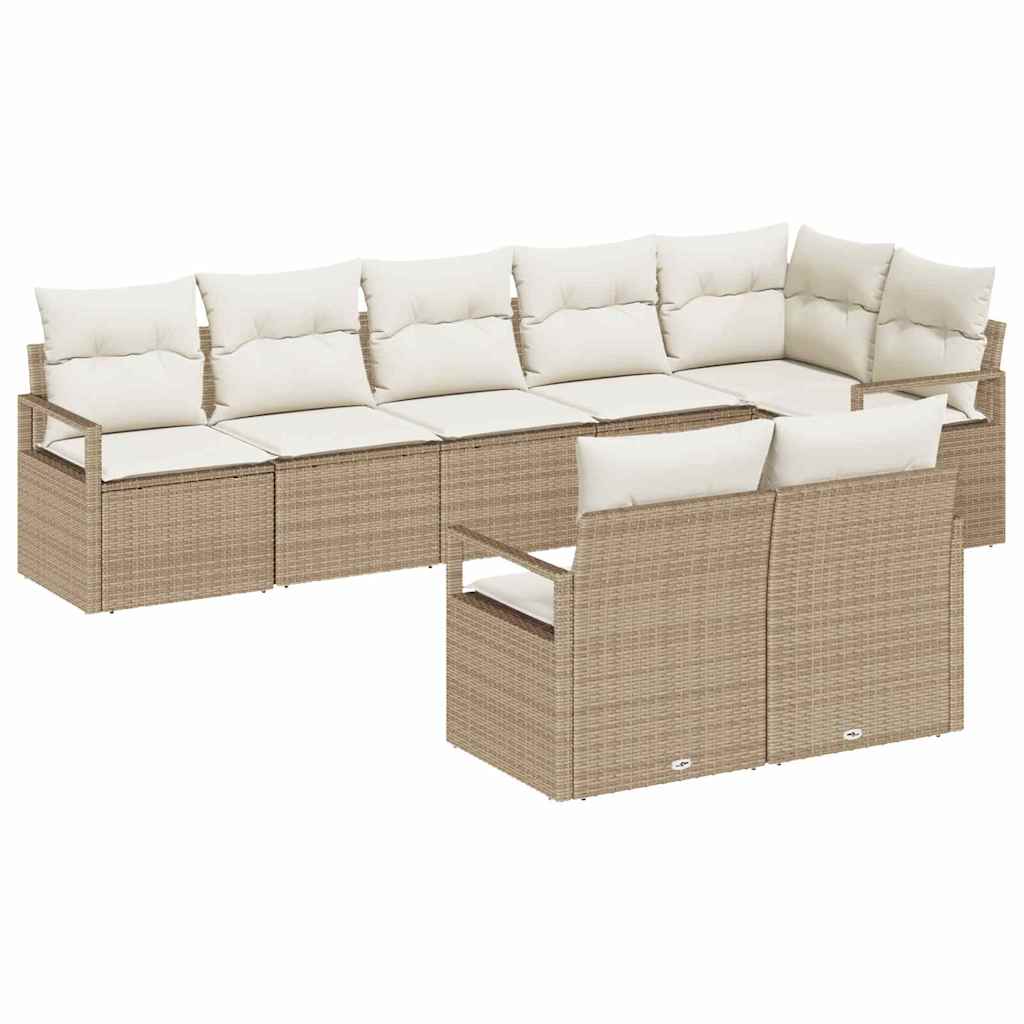 Set Divano da Giardino 8 pcs Beige e Bianco polyrattan | homemem39