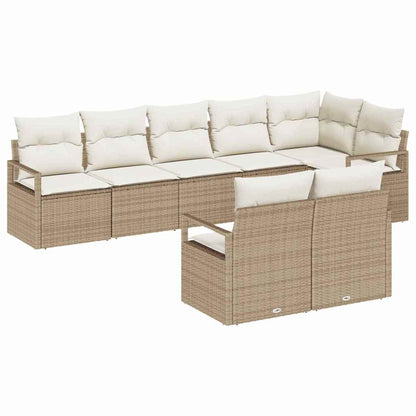 Set Divano da Giardino 8 pcs Beige e Bianco polyrattan | homemem39